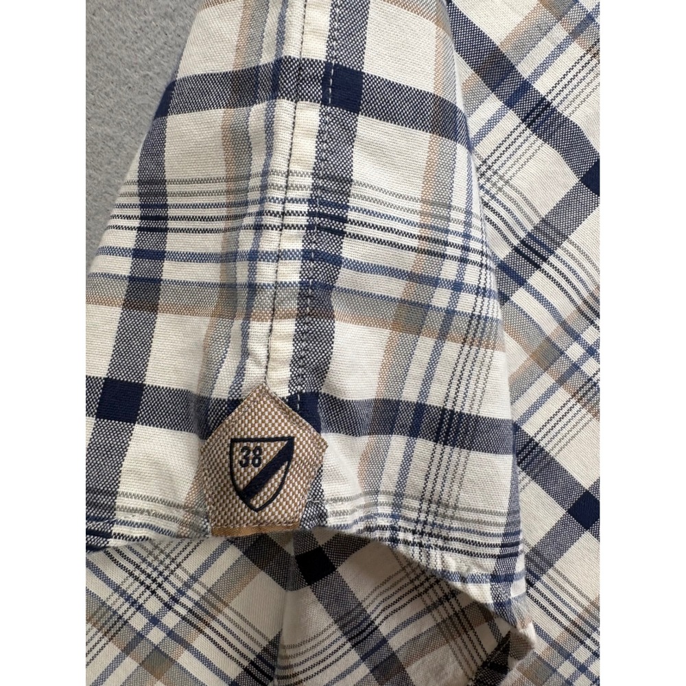 Cremieux Classics Big Man Plaid Button Down Shirt Mens 2XB Blue Tan 100% Cotton - Picture 8 of 13